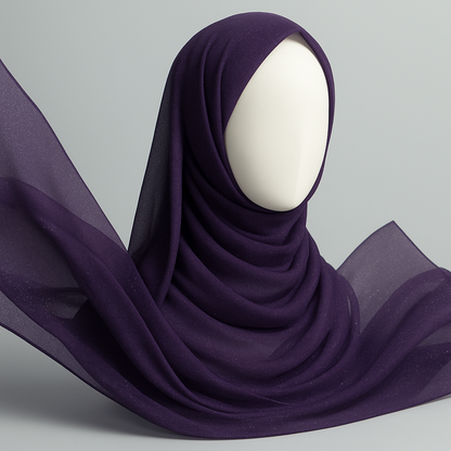 Crinkle Silk Hijab in Deep Violet with Soft Flow
