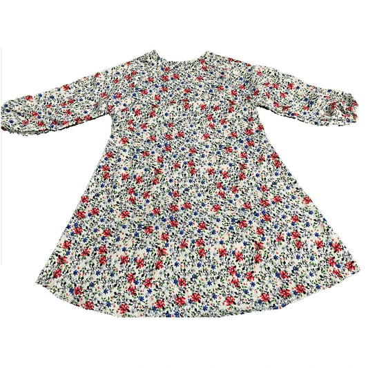 Ivory Multicolor Mini Floral Print Kids Abaya