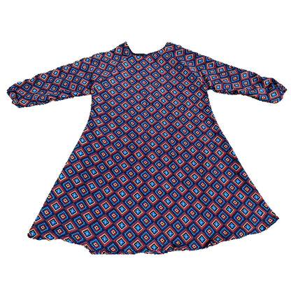 Blue Diamond Geometric Print Kids Abaya