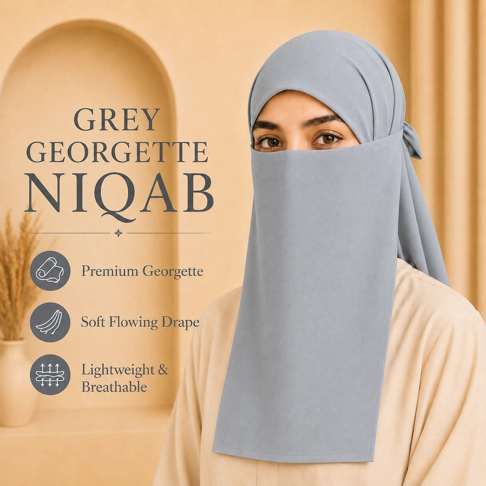 Light grey georgette single niqaab