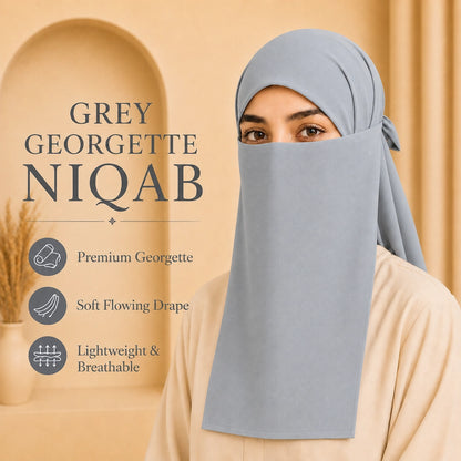 Light grey georgette single niqaab