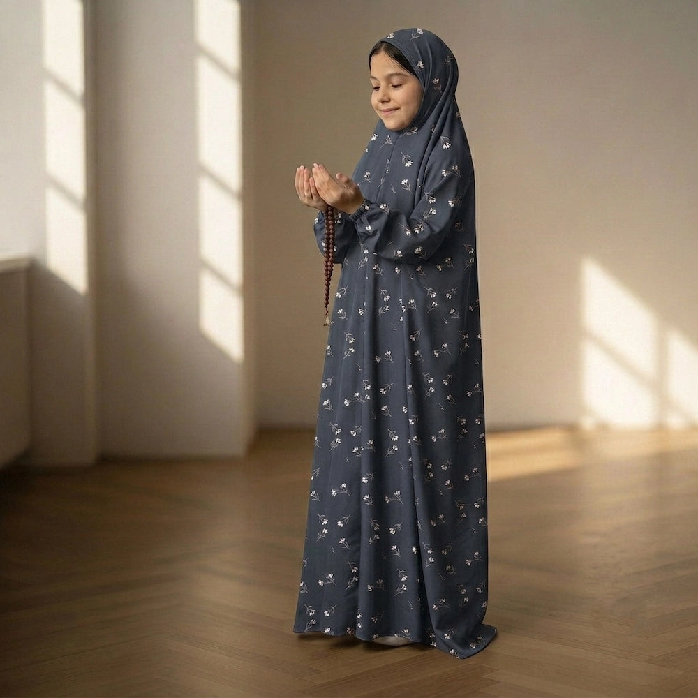 Steel blue namaz chaddar of kids