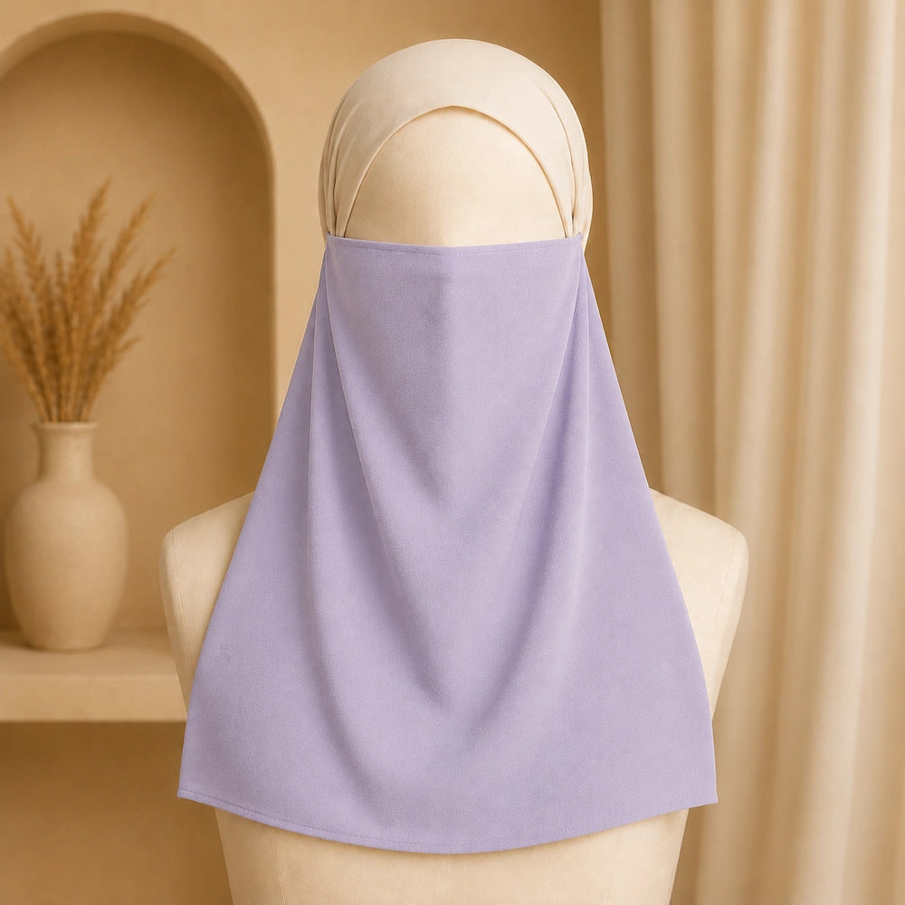 Lavender premium georgette tie back single niqaab
