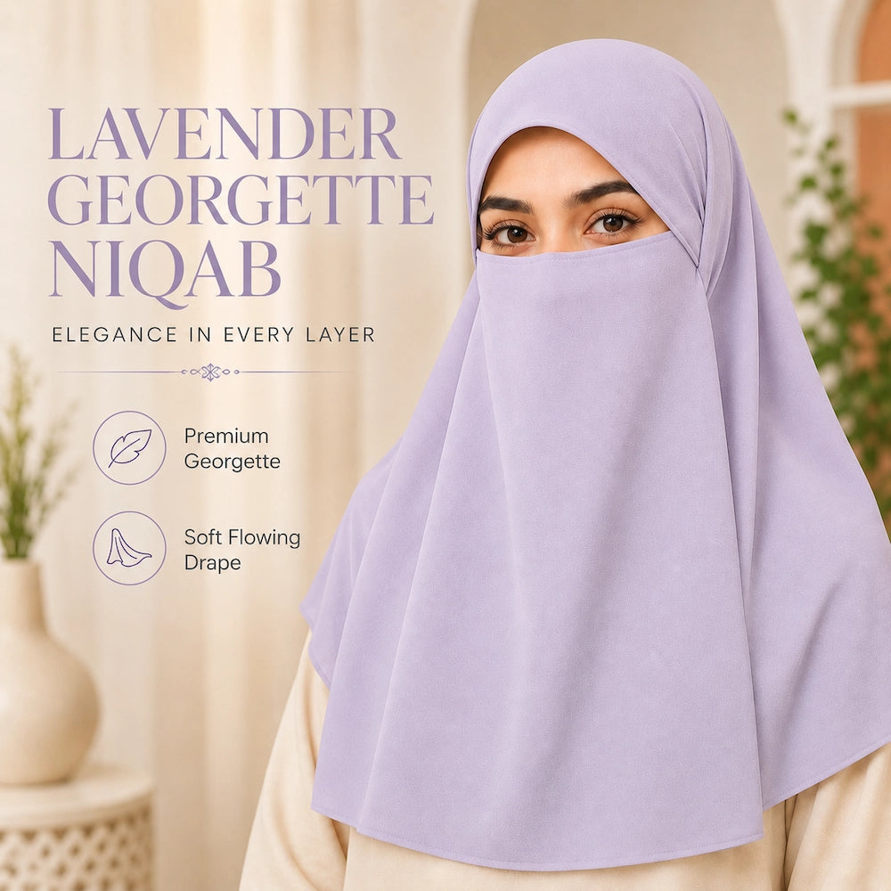 Lavender premium georgette tie back single niqaab