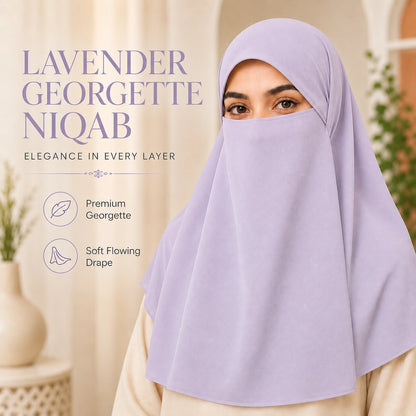 Lavender premium georgette tie back single niqaab