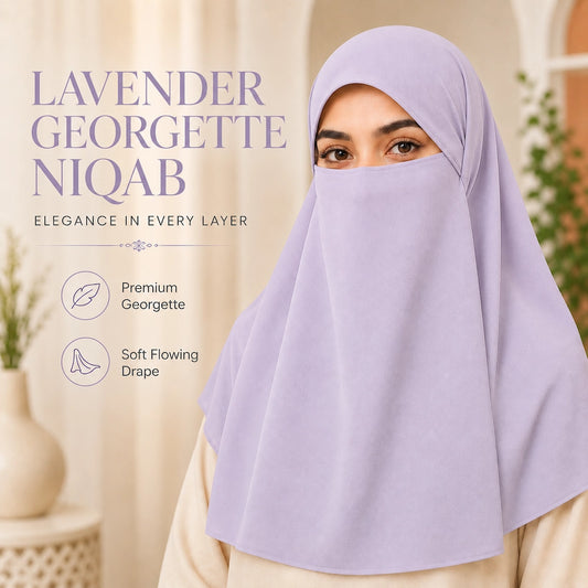 Lavender premium georgette tie back single niqaab