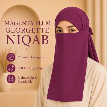 Plum georgette tie back niqaab