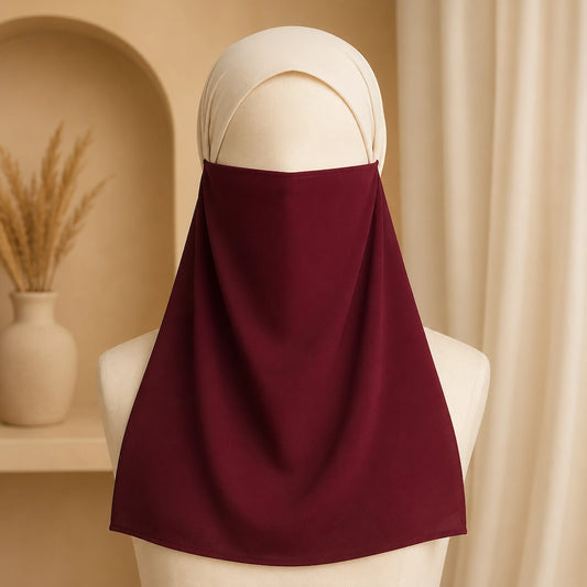 Maroon georgette tie back single niqaab