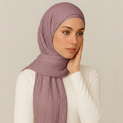 Mauve Whisper Crimps Hijab in dusty mauve breathable textured fabric