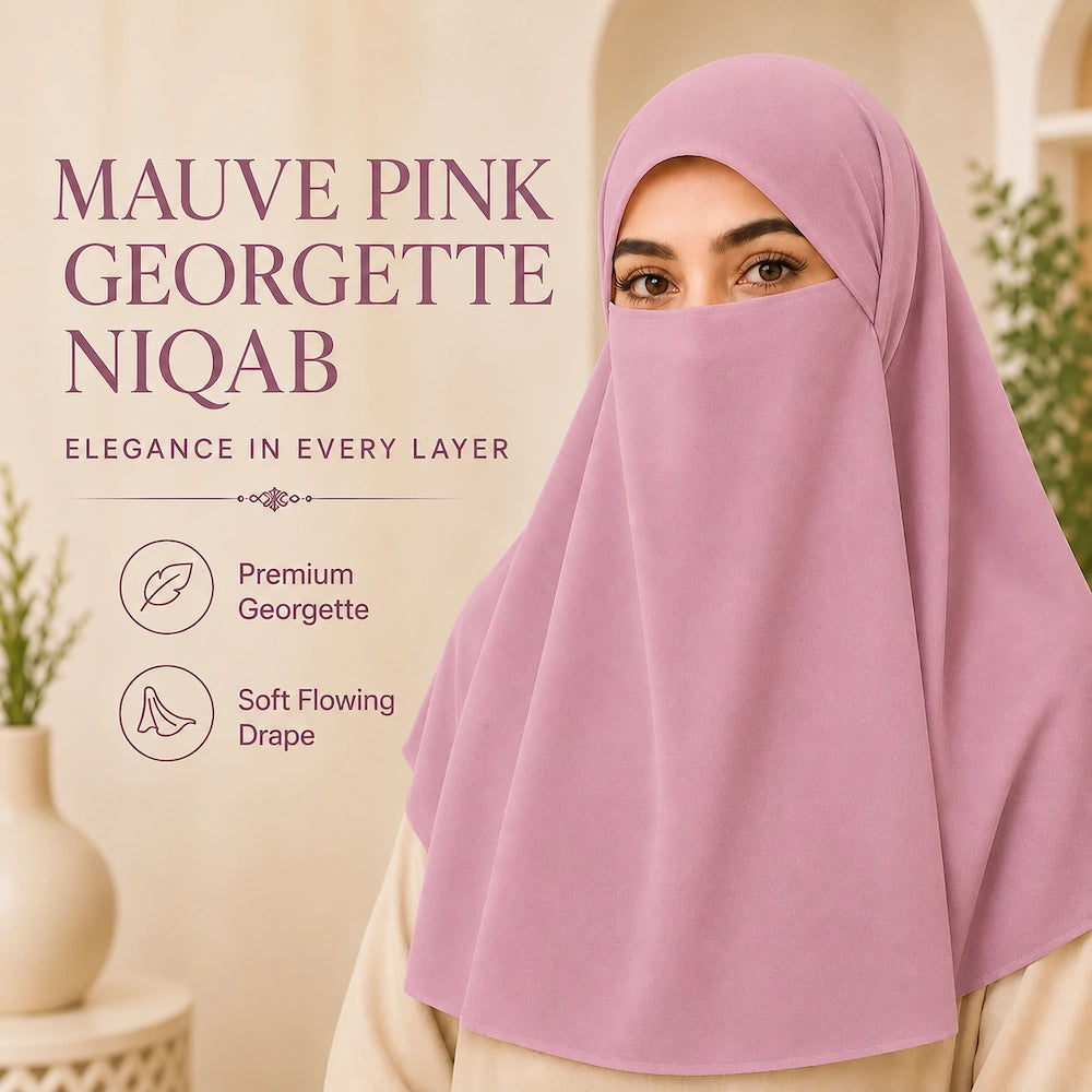 Mauve pink premium georgette tie back single niqaab
