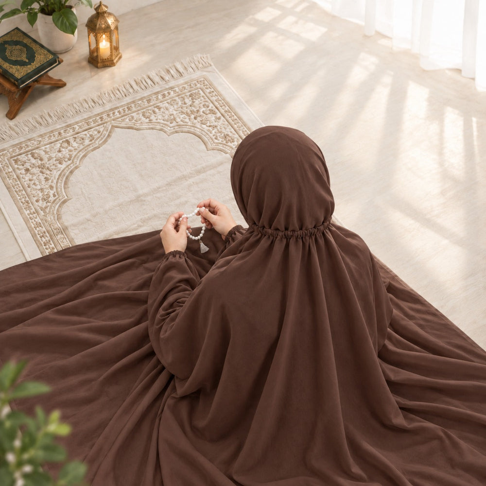 Brown plain namaz chaddar for women