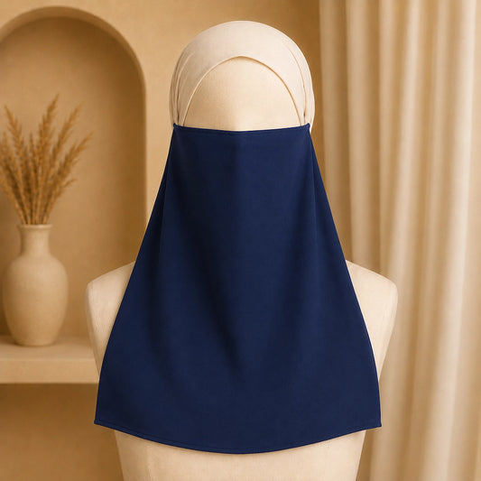 Navy blue premium georgette tie back single niqaab