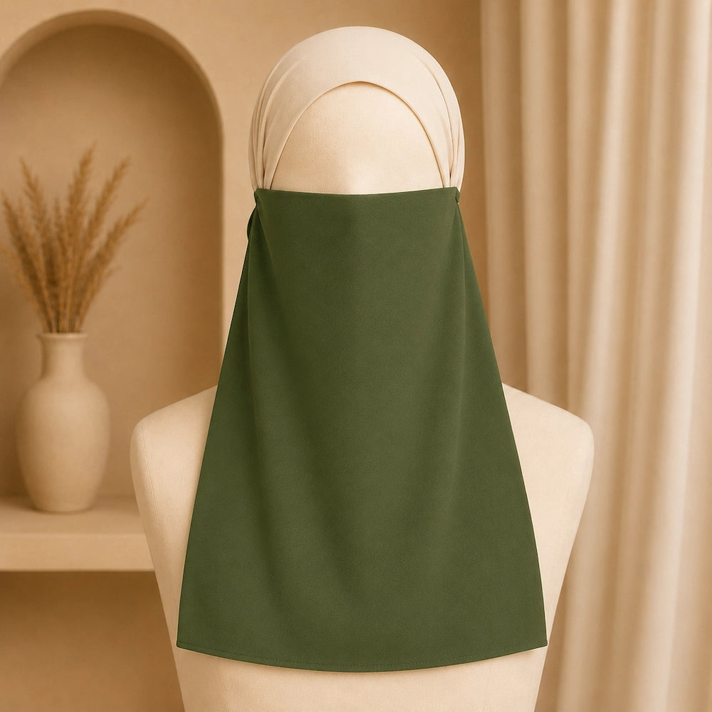 Olive green premium georgette single niqaab