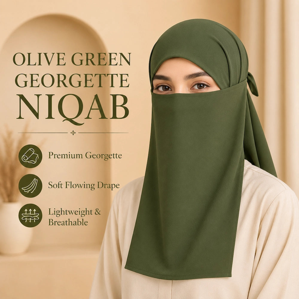 Olive green premium georgette single niqaab