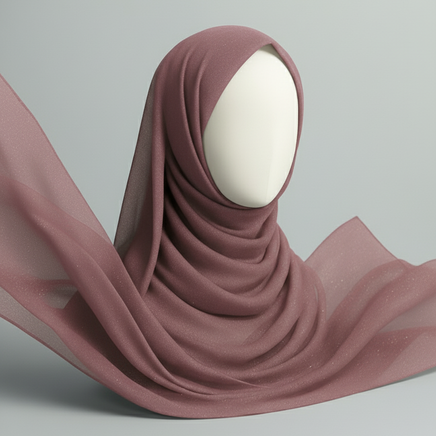 Crinkle Silk Hijab in Onion with Subtle Shimmer
