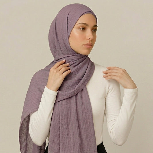 Peony Bloom pink crimp hijab with soft textured breathable fabric