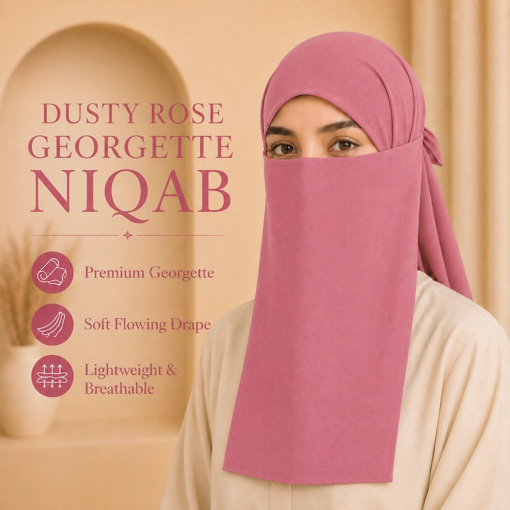 Dusty pink premium georgette tie back single niqaab lightweight face veil