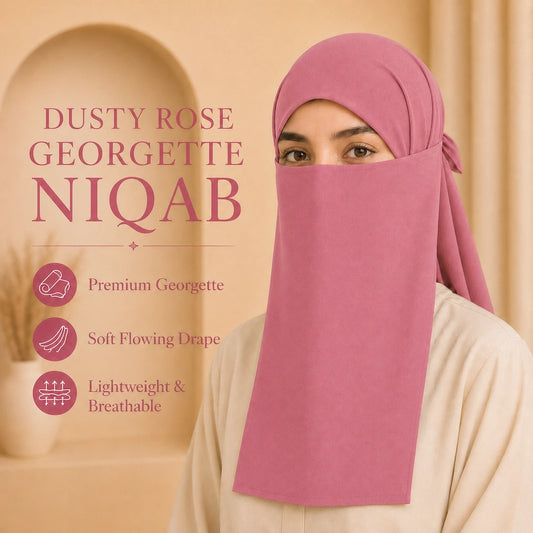 Dusty pink premium georgette tie back single niqaab lightweight face veil