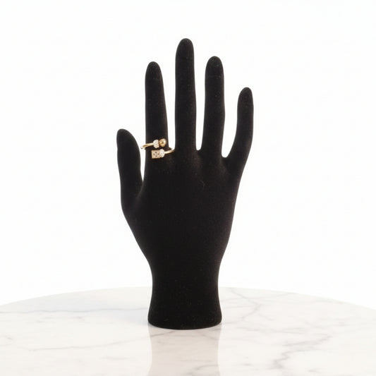 Gold open-ended bypass adjustable zircon luxury ring
