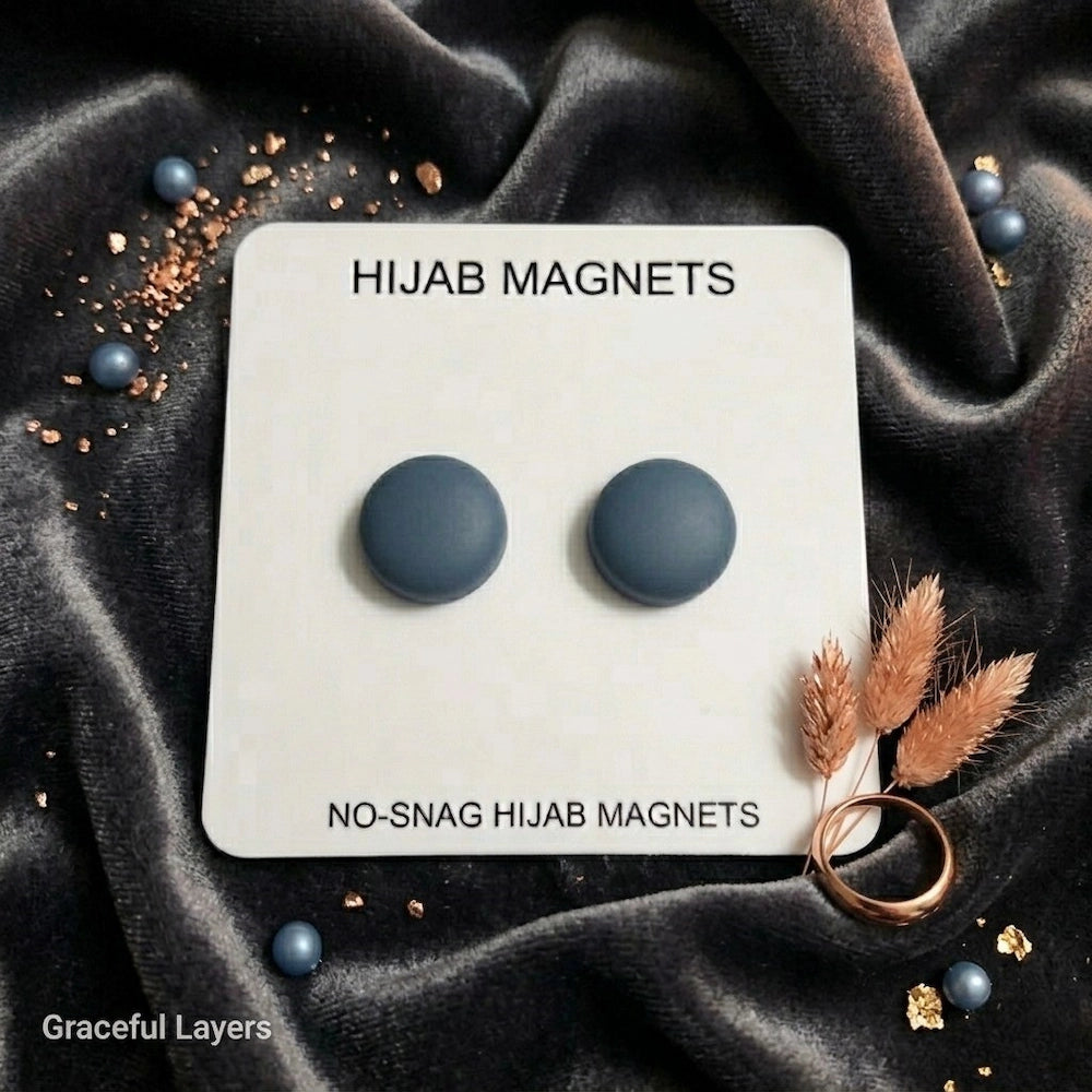 Premium matte slate blue hijab magnet no snag design Pakistan  
