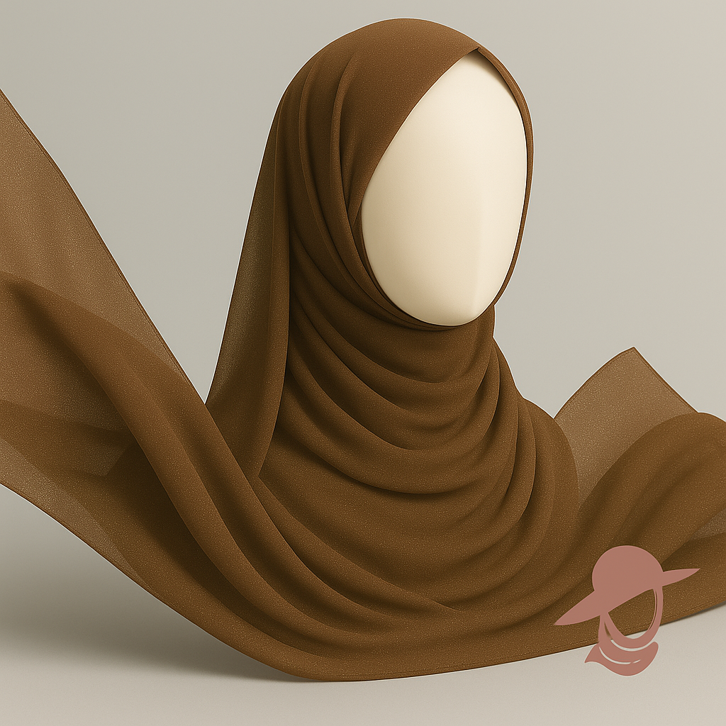 Crinkle Silk Hijab in Taupe with Soft Shimmer
