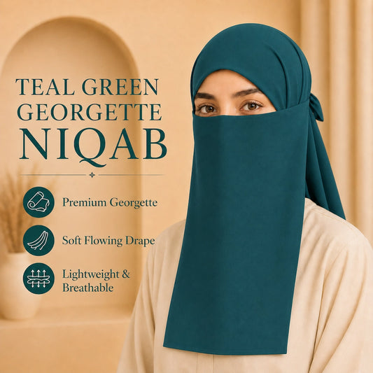Teal green premium georgette tie back niqaab