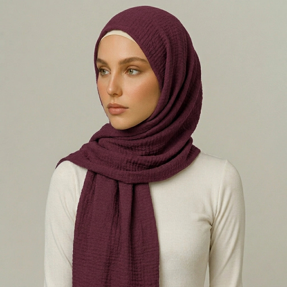 Velvet Orchid Crimps Hijab in orchid purple textured crimp fabric