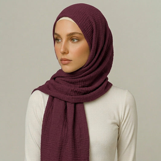 Velvet Orchid Crimps Hijab in orchid purple textured crimp fabric