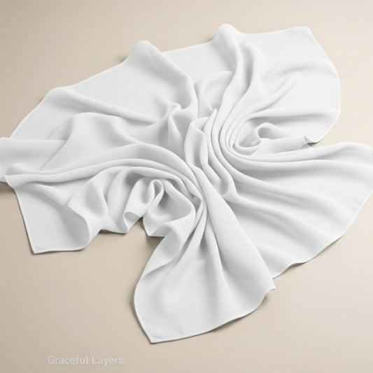 White Georgette Hijab soft lightweight elegant modest wear