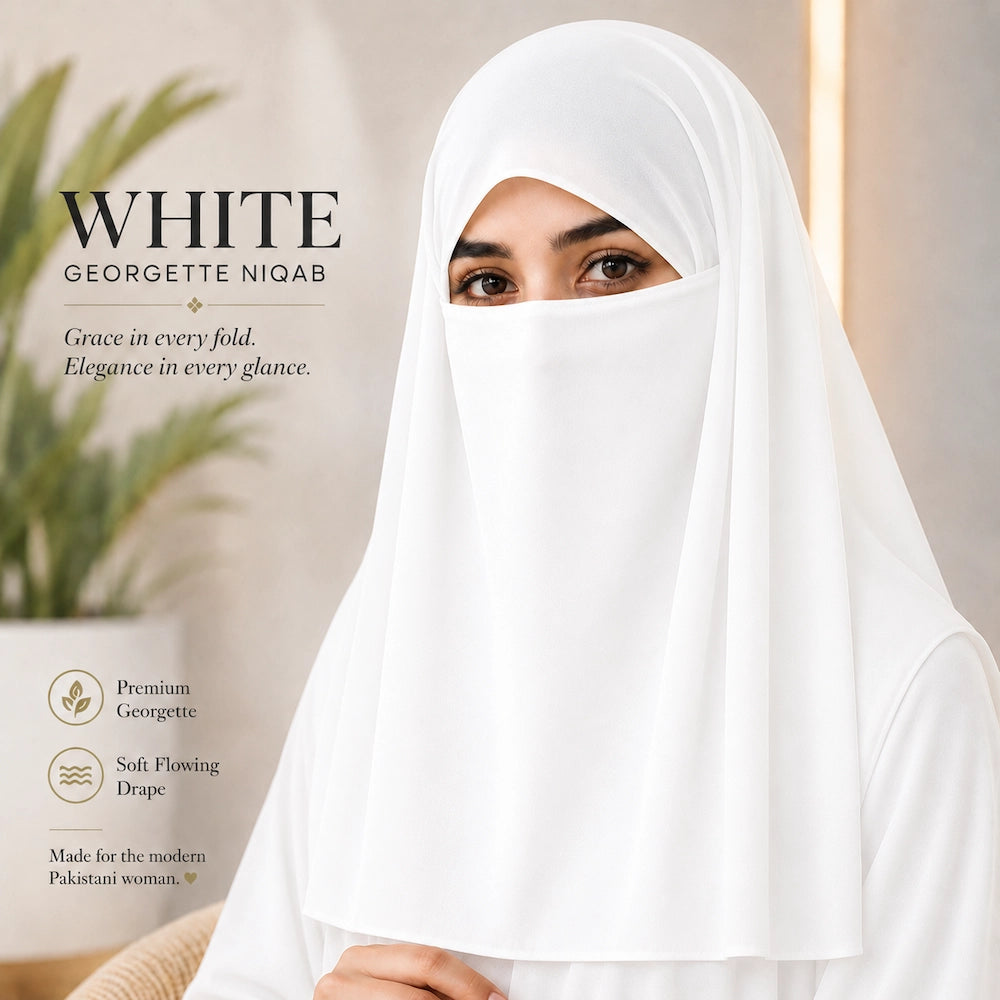 White premium georgette tie back niqaab