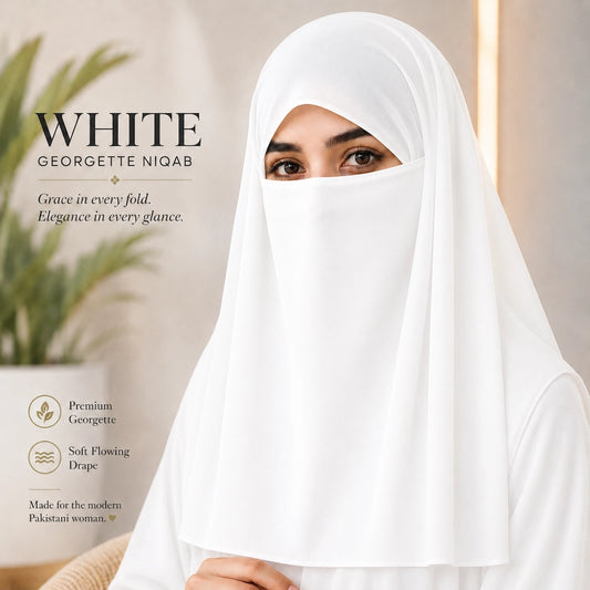 White premium georgette tie back niqaab